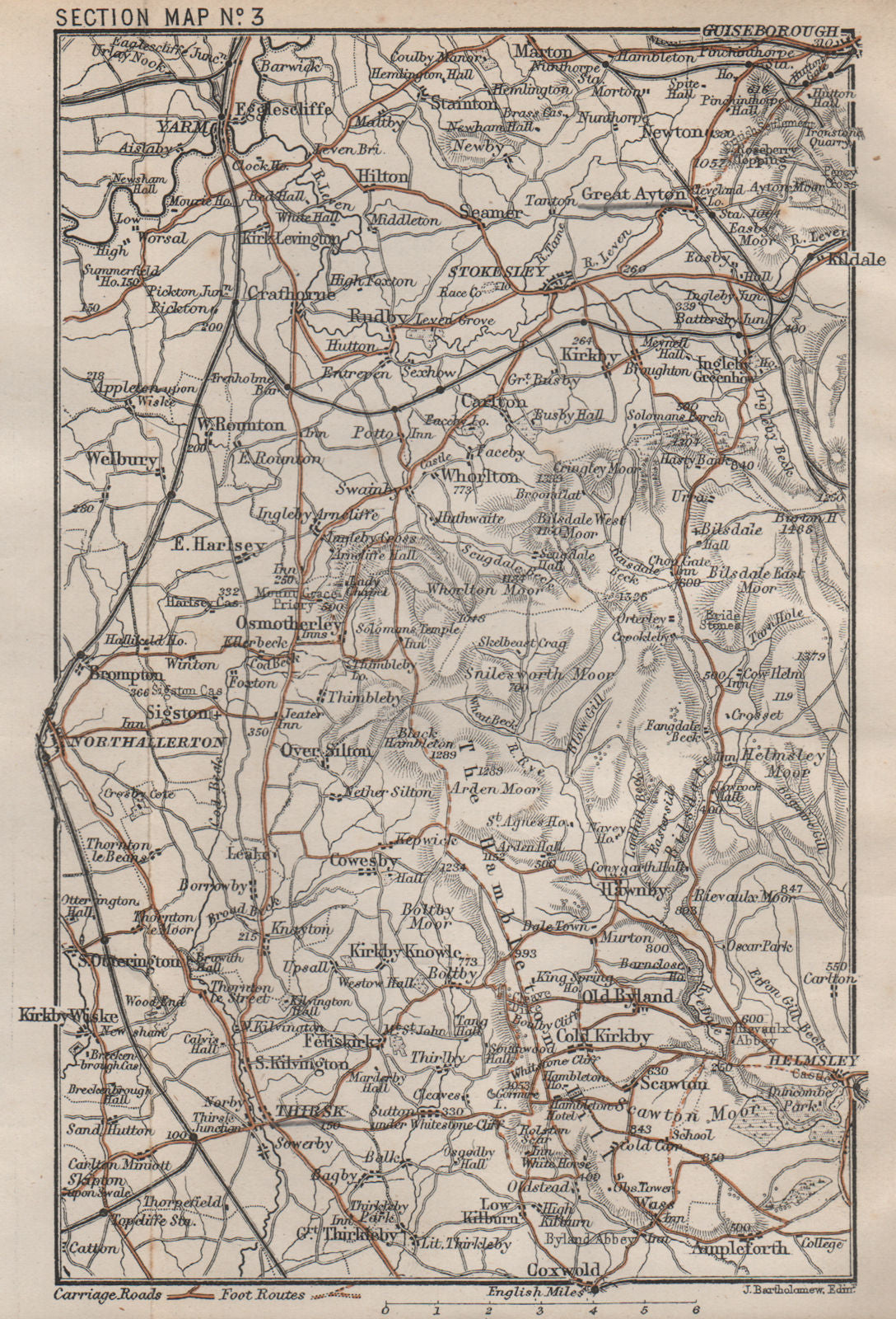 HAMBLETON HILLS. North Yorkshire. Northallerton Helmsley Yarm Thirsk 1893 map